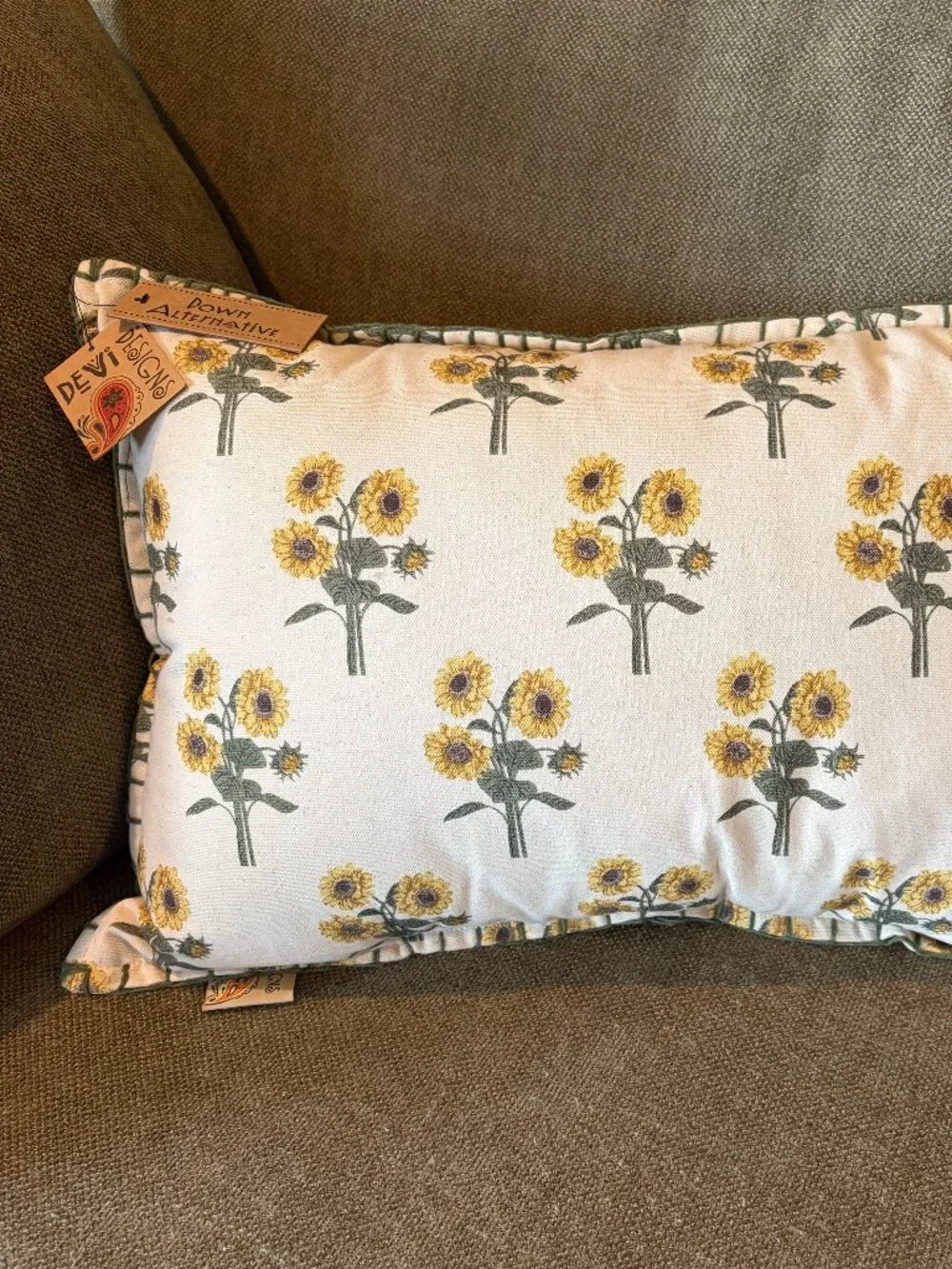 Sunflower Lumbar Throw Pillow Devi Designs botanical NWT cottage-core 14 x 25